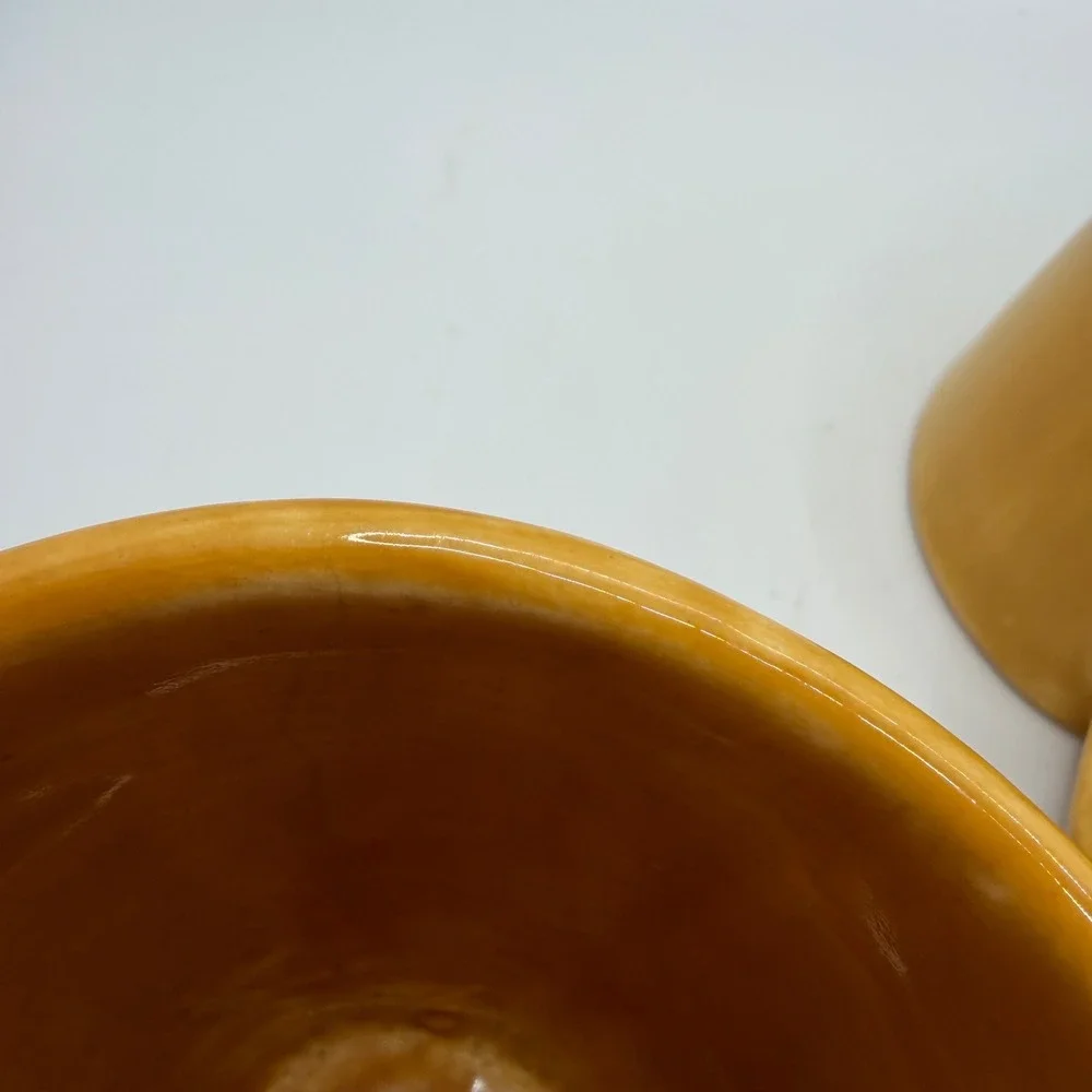 Pottery Barn Yellow Glazed Coffee Mugs Set of 2 Handcrafted Stoneware Latte Cups